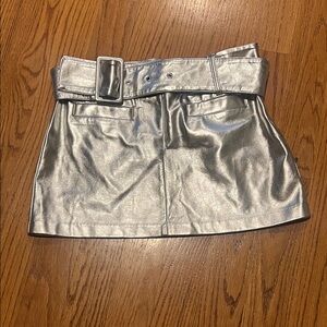 Anthropologie MAEVE NWT Small Silver Metallic Mini Skirt